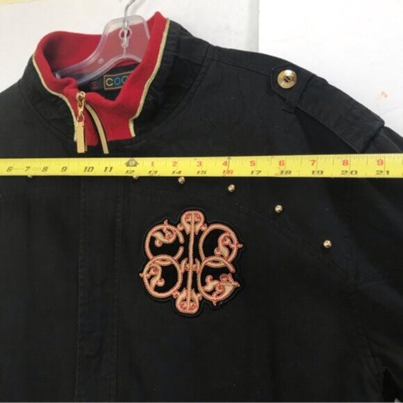 Coogi Vintage Jacket Blazer Cotton Brocade Embroidery Logo Studs Pocket Zip XXL - Picture 13 of 16